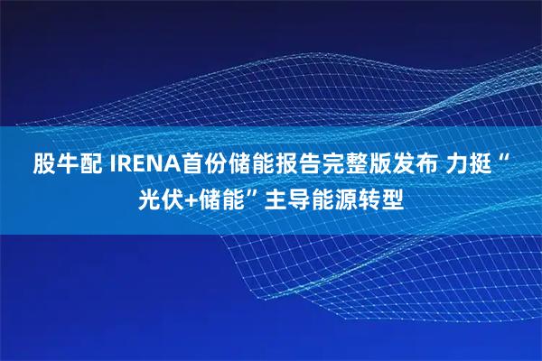 股牛配 IRENA首份储能报告完整版发布 力挺“光伏+储能”主导能源转型