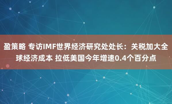 盈策略 专访IMF世界经济研究处处长：关税加大全球经济成本 拉低美国今年增速0.4个百分点